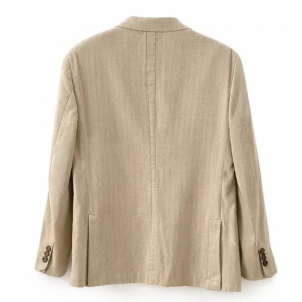 Piombo Tan Cotton Linen Herringbone Blazer‎ Italian Tailored  Blazer 56/US46 NEW